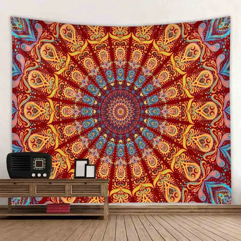 Indian mandala tapestry fractal color wall hanging aesthetics room decoration bohemian psychedelic home wall decoration