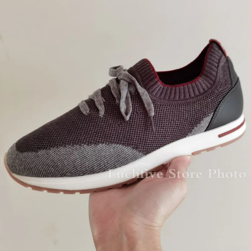 Men lace-up Flat Shoes Casual Shoes Simple comfortable leisure Sneakers Knitted Elastic slip-on Run Shoes 2021 Hot Brand Shoes