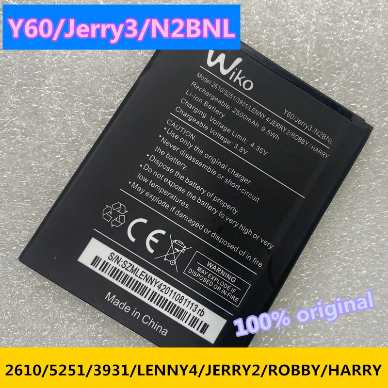 Oryginalna bateria 2500mAh do WIKO 3913 Lenny 4 ,Lenny4 Plus 4, 2610 5251 3931 JERRY 2 3 Jerry2 Jerry3 Robby Harry Tommy 3 Y60