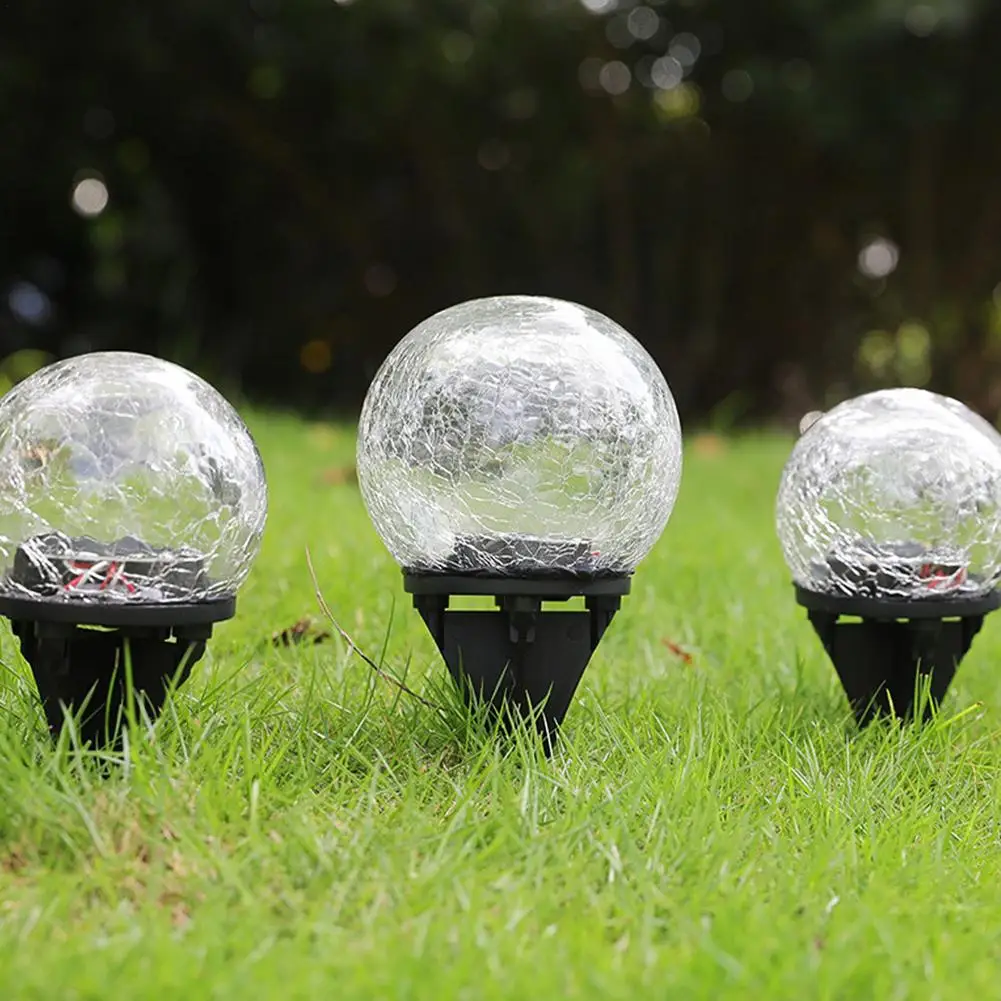 Solar Ground Ball Light Waterproof Home Outdoor Yard Cracked Glass Ball LED Lamp For Step Lamp Garden Decorative Lighting