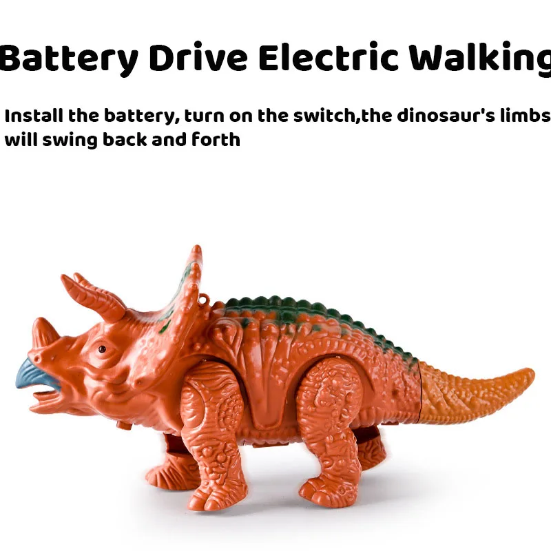 Dinosaurio eléctrico para caminar para niños, juguetes interactivos de simulación brillante con sonido de animales, modelo de juguetes para niños, regalos de cumpleaños