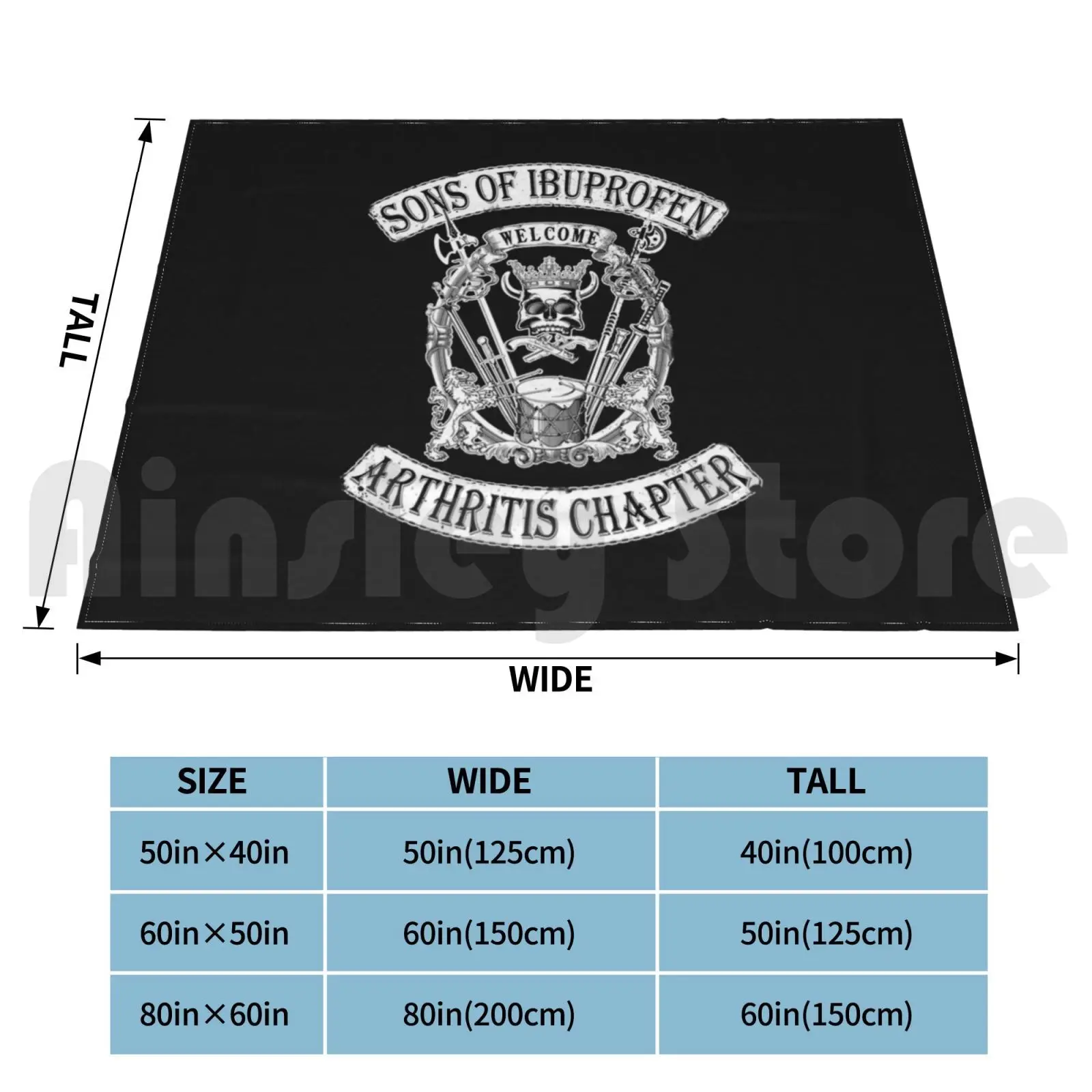 Sons Of Ibuprofen-Funny Old Biker Design Blanket Fashion Custom Sons Of Ibuprofen Funny Old Biker Ageing