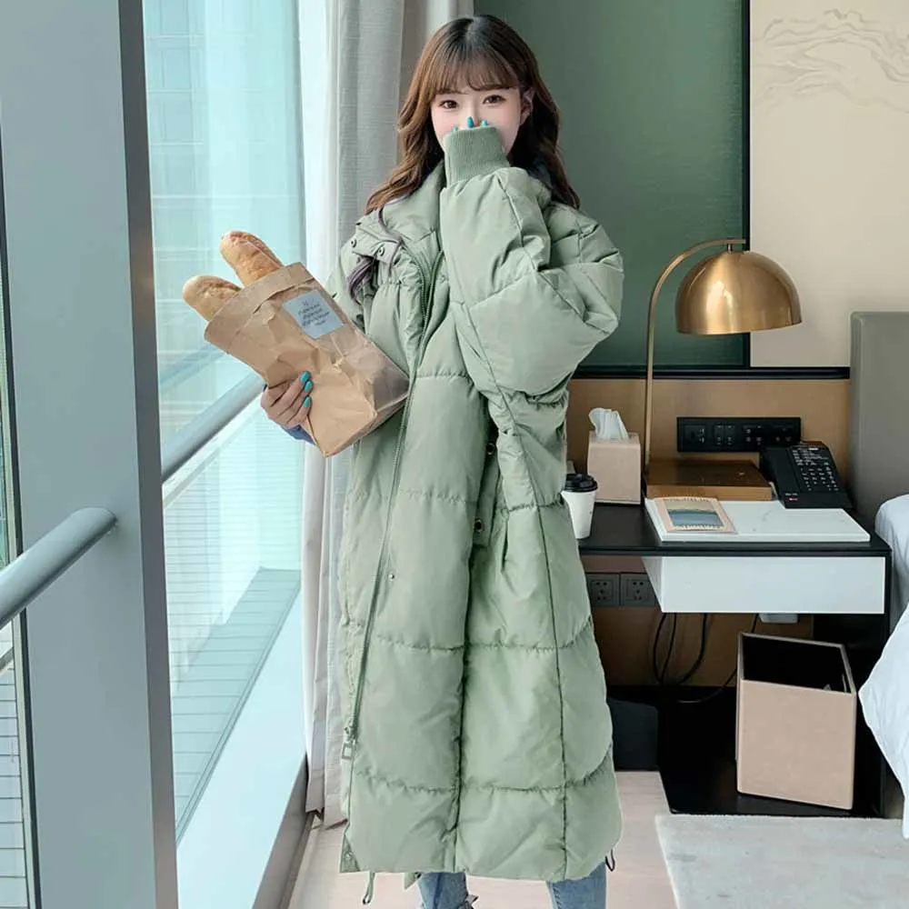 

Nice Pop Winter Oversize Parkas Korean Coat Women's Clothing Loose Long Jacket Solid Down Cotton Jacket Women Parka Outwear