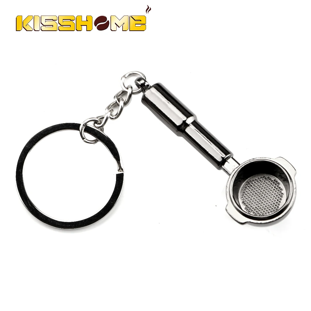 Mini Coffee Portafilter Keychain Creative Coffee Machine Key Holder Auto Accessories Car-Styling Gold Metal Keyring Barista Gift