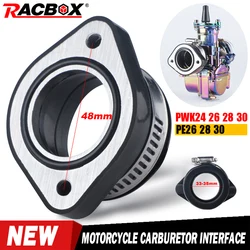 Carburador Intaken Pipe Adapter, Boot Flange Manifold Carb para PWK 24 26 28 30mm, Acessórios de borracha para motocicletas, 48mm, PE 24 26 28