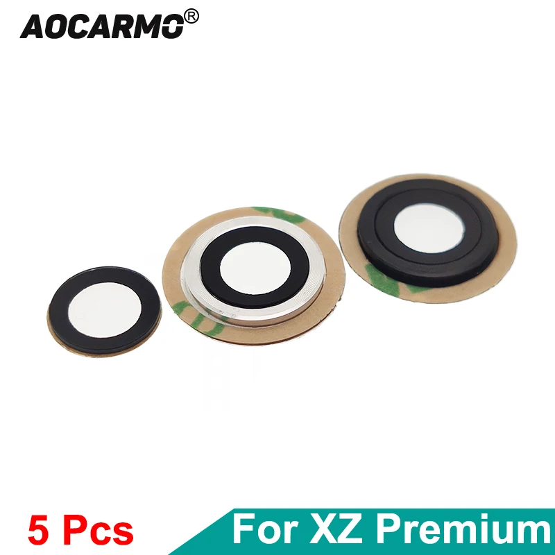 Aocarmo 5Pcs/Lot For Sony Xperia XZ Premium XZP G8141 G8142 Back Rear Camera Glass Cover Lens With Adhesive Sticker