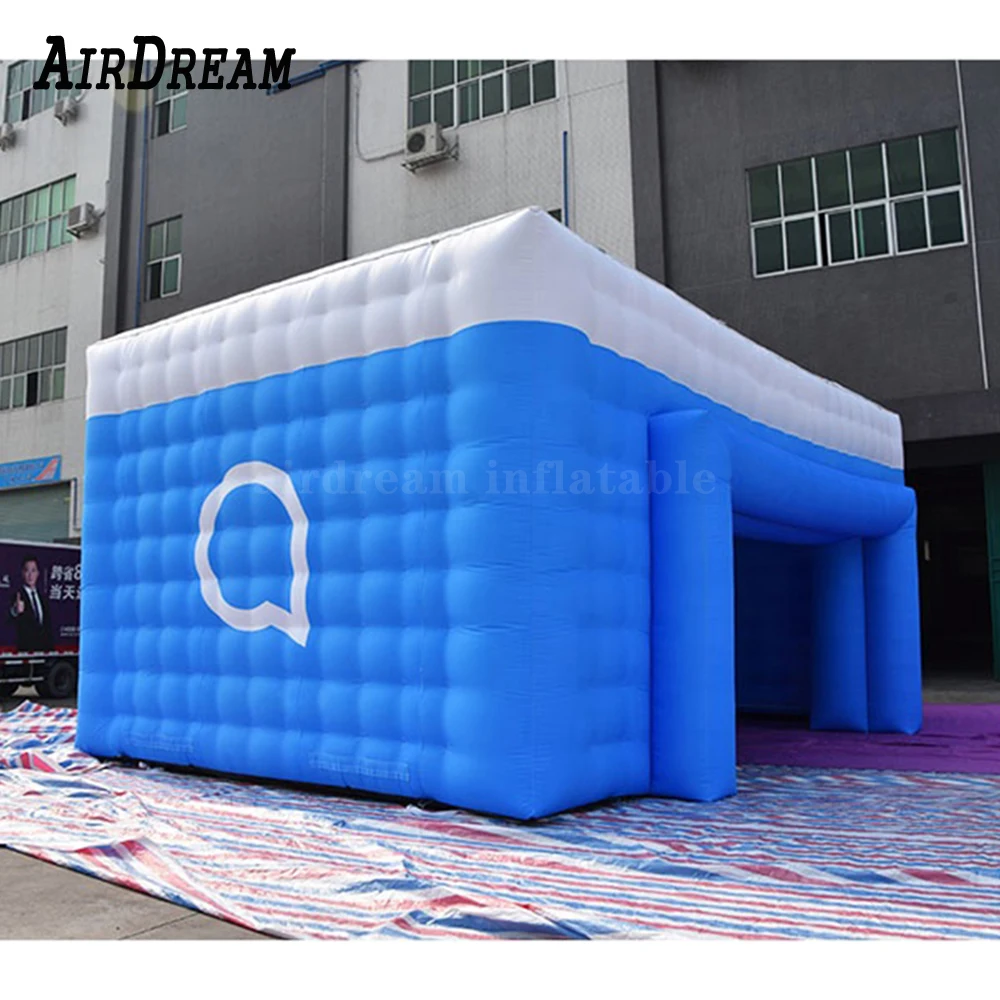 Outdoor customized Any size 6x4m blue inflatable selling booth cube stand circus tent with air blower for party tent event tent