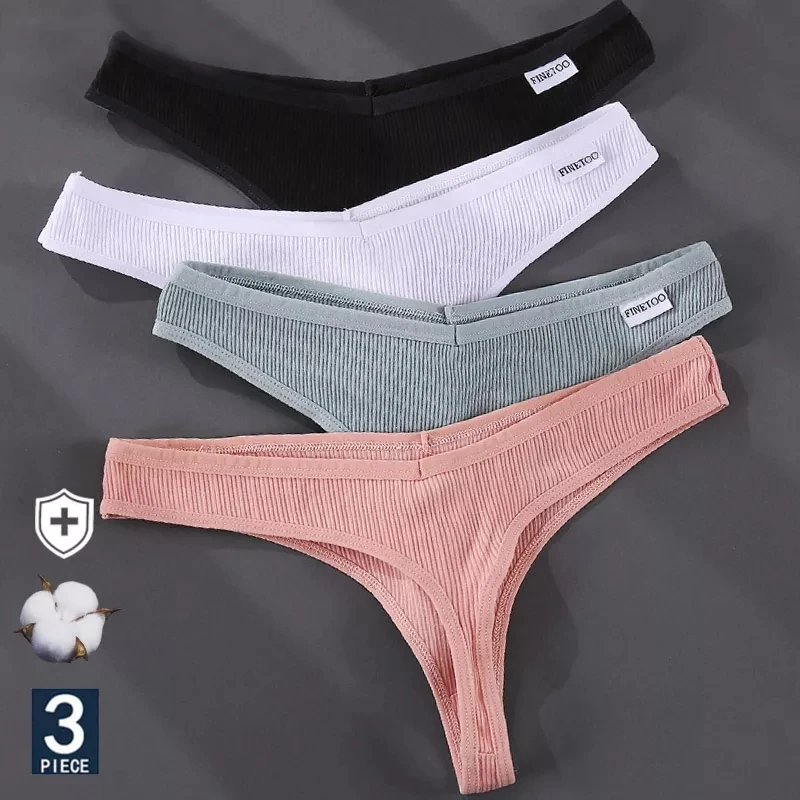 3PCS/Set G-string Panties Cotton Women\'s Underwear Sexy Panties Female Underpants Thong Solid Color Pantys Lingerie M-XL Design