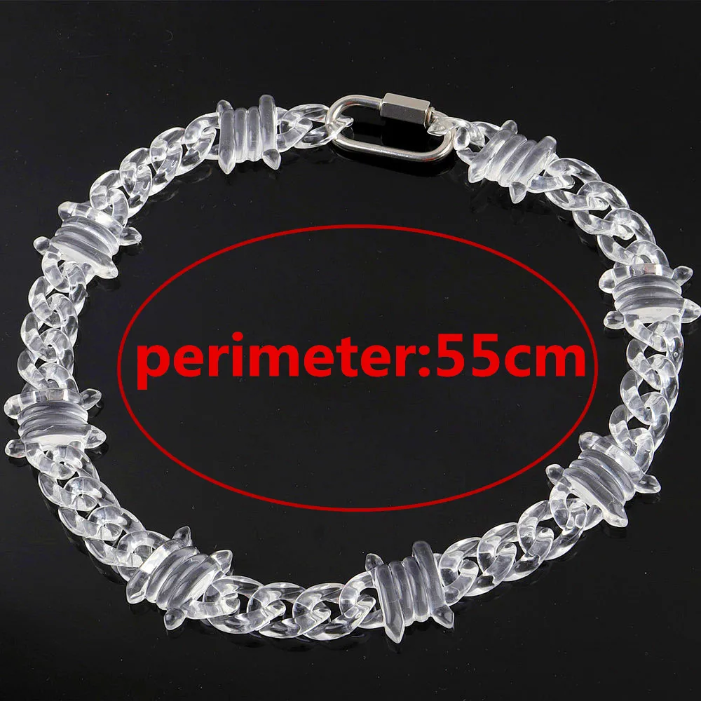 New Punk Transparent Acrylic Chain Lock Necklace For Men Women Resin Clear Spike Chain Collar Pendant Necklace Fashion Jewelry