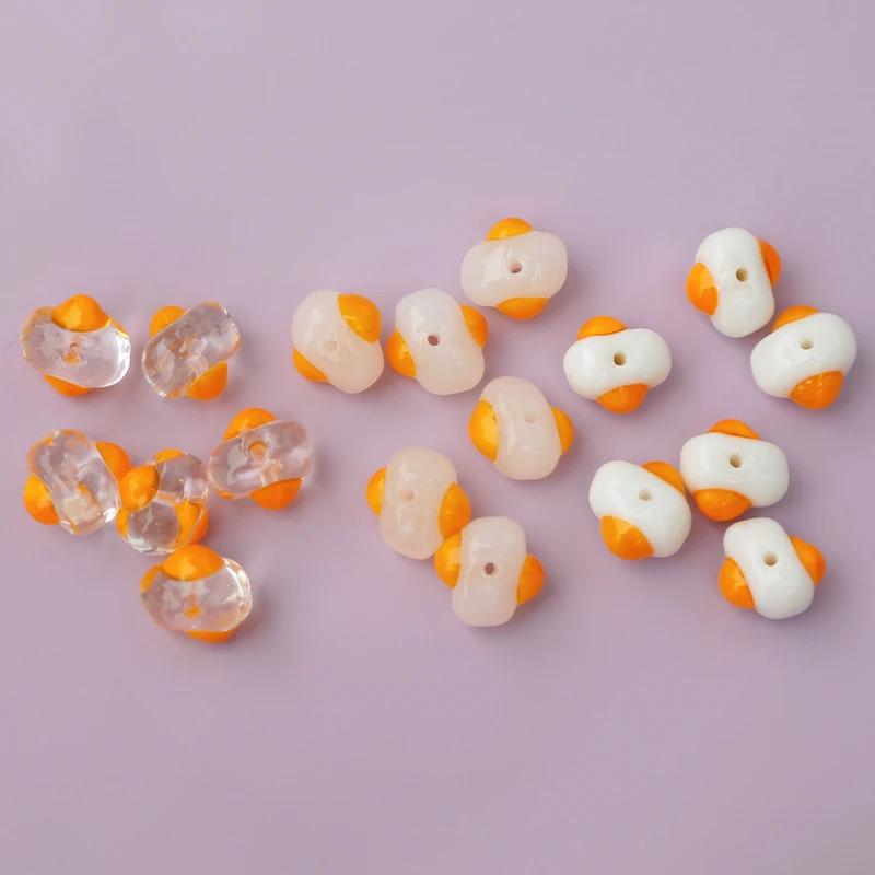 2 sztuk ręcznie Lampwork smażone jajka koraliki około 10x1 4mm koraliki dystansowe luzem Lampwork szklany koralik do tworzenia biżuterii DIY bransoletka kolczyk — zdjęcie 2
