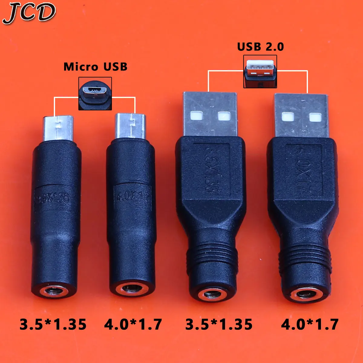 JCD 1pcs 3.5x1.35 4.0x1.7mm DC Power Female to Micro USB 2.0 Male Plug Connector Adapter for Smartphone Tablet Charger Converter