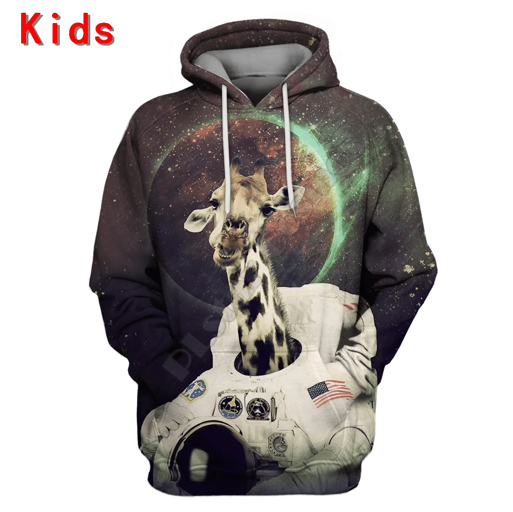 

Astronaut Giraffe in space Galaxy Hoodies T-shirt 3D Printed Kids Sweatshirt Long Sleeve Boy For Girl Funny Pullover 05