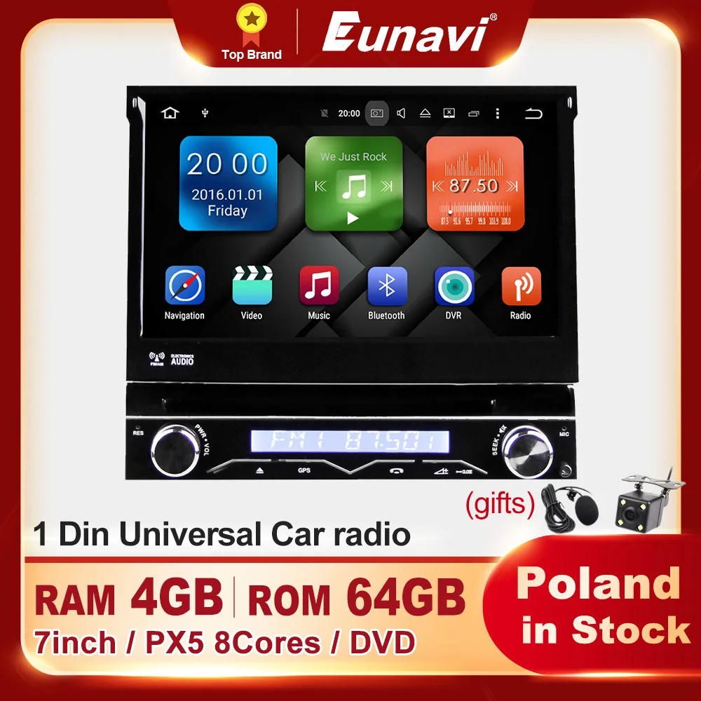 1 Din Car Radio DVD Multimedia Player Universal Android 9 Unit In Dash Touch Screen 7 inch Navigation GPS Autoradio Stereo 1Din