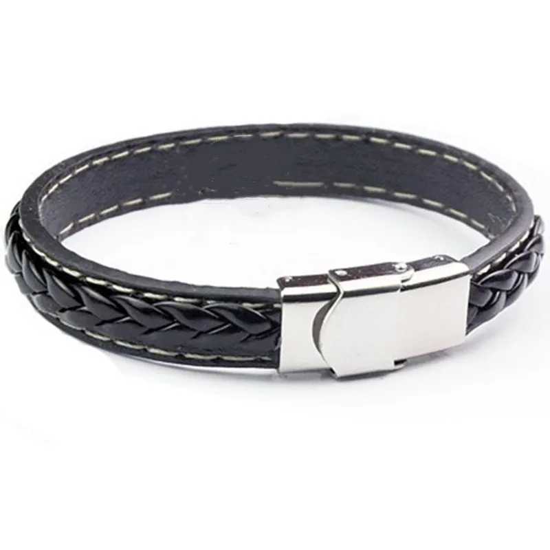 10pcs/lot Stainless Steel Bracelet End Clasps Hooks fit Rectangle Hole Leather Connectors for DIY Jewelry Making