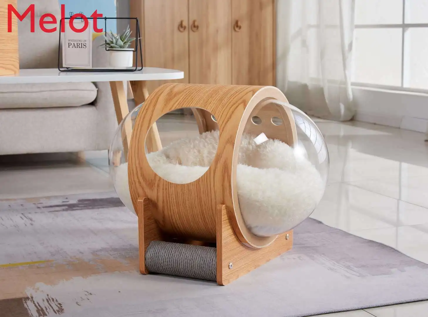 Master Handmade Solid Wood Production Personalized Creative Capsule Capsule Cat Kennel Home Transparent Pet Bed High-End