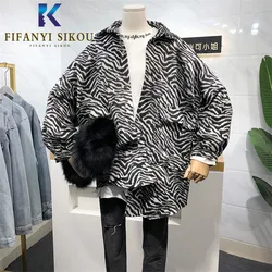 Autumn Winter Women Leopard Print Shirt Jacket Pocket Long Sleeve Shirts Fashion Womens Tops and Blouses Warm Woolen Shirt Coat