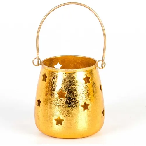 Euro Flora Star Metal Candle Holder Dore 11x11 cm