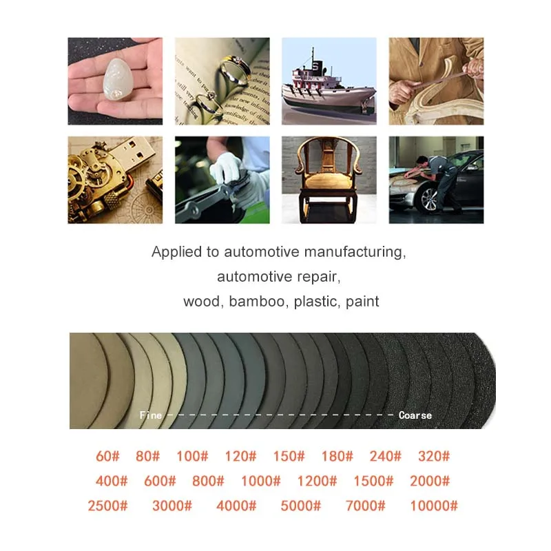 6 Inch 150MM Wet&Dry Flocking Sanding Discs Silicon Carbide Hook and Loop 60-10000 Orbital Sandpaper for Car Paint Wood Metal