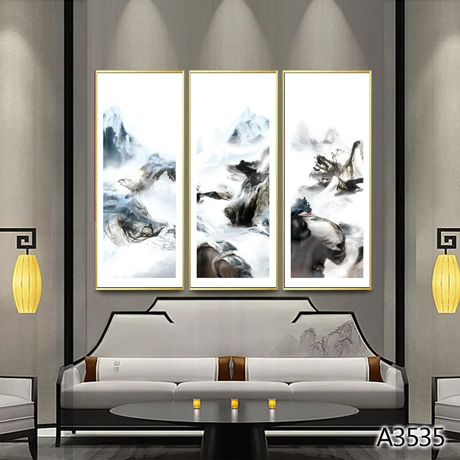 Modern Abstract Oil Painting Print on Canvas 3pcs Chinese style Landscape Canvas Art Printing Wall Art Picture for Home Decor