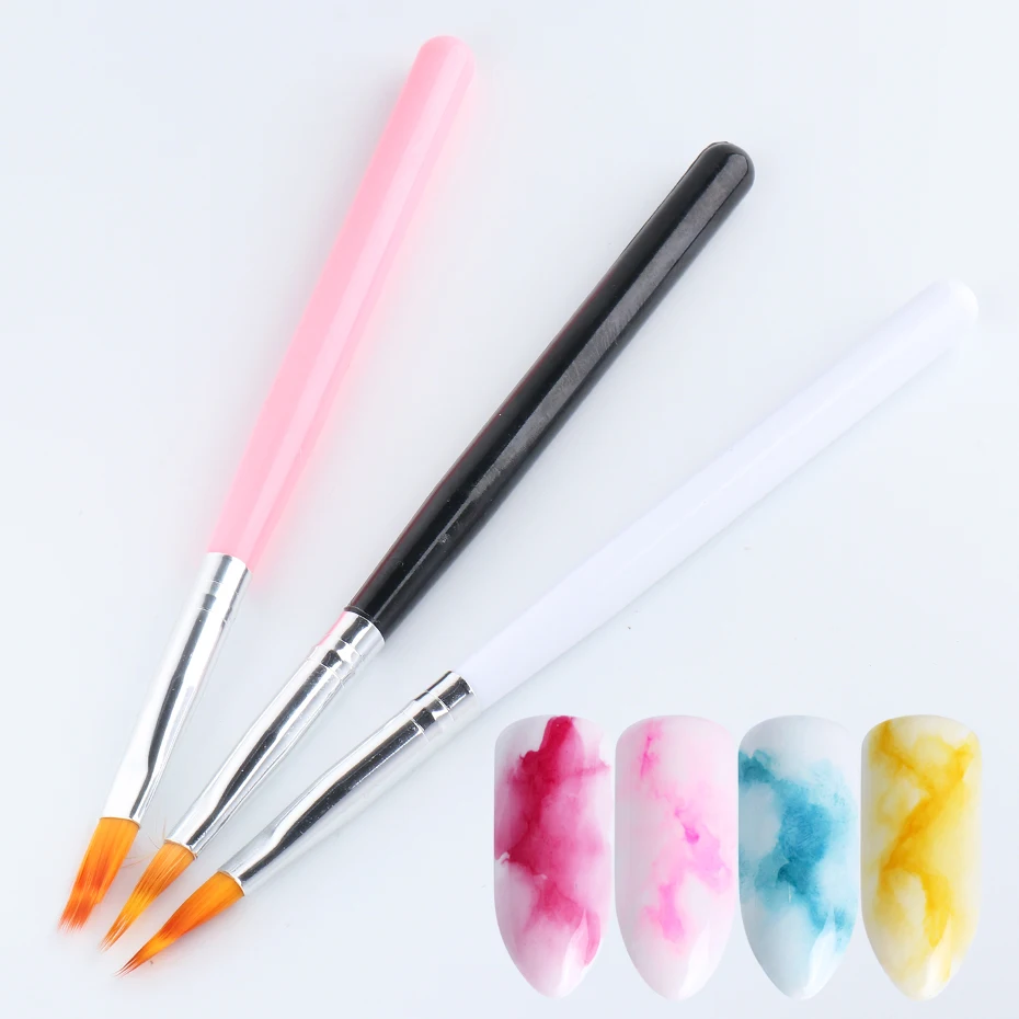 3pcs/set Nail Art Brushes Pen For Gel Polish Drawing Gradient Bloom Ombre UV Gel Brush Painting Tool Nylon Hair Manicure LY285-1