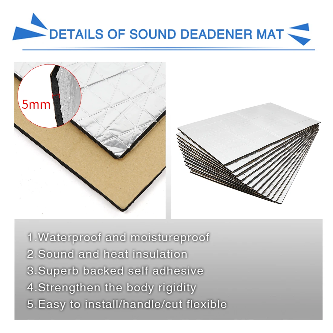 Uxcell 9/12pcs 50*30cm Sound Deadener Heat Insulation Mat Car Hood Tail Cover Armaflex Sound Proofing Deadening Insulation Pad