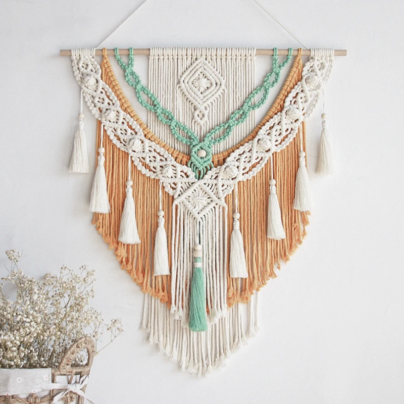 Hand-woven Colour Tassel Tapestry Macrame Wall Hanging Art Woven Bohemian Crafts Decoration Gorgeous Tapestry For Home Bedroom