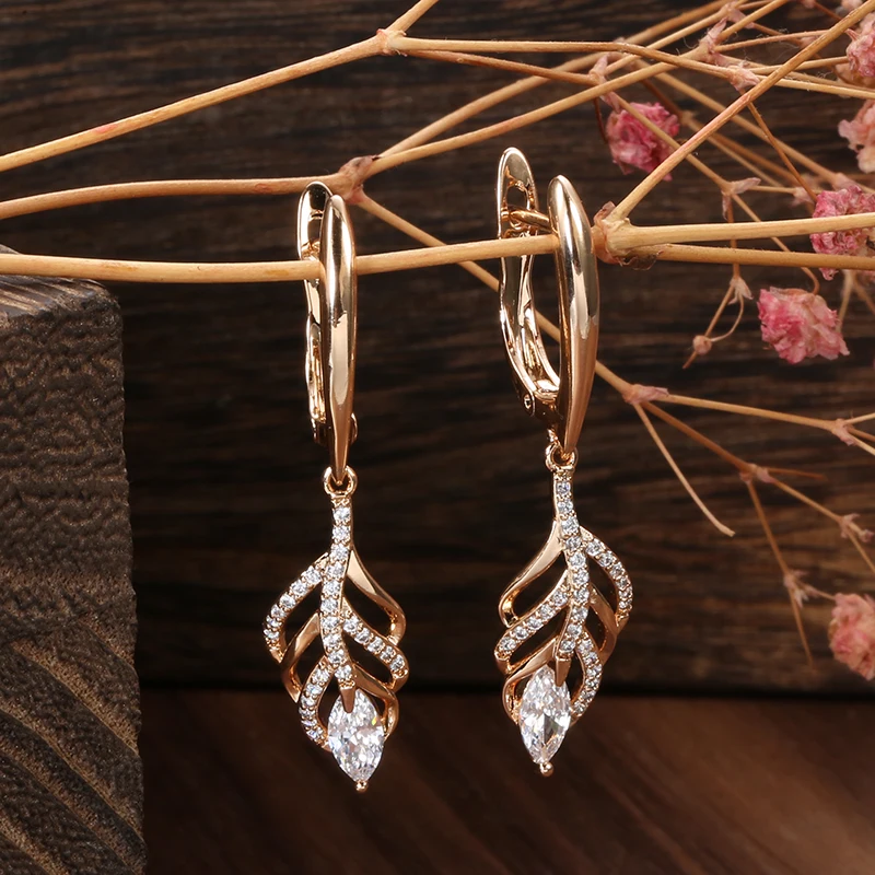 SYOUJYO Luxury Designer Tassel 585 Gold Color Dangle Earrings For Women Fashion Jewelry 2021 Natural Zircon Vintage Earrings Cry