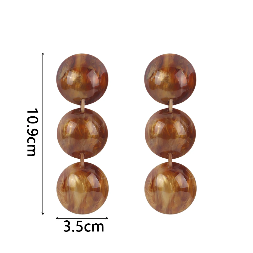 FishSheep Geometric Acrylic Ball Long Drop Earrings For Women Statement Vintage Resin Semicircle Dangle Earring Jewelry Gifts