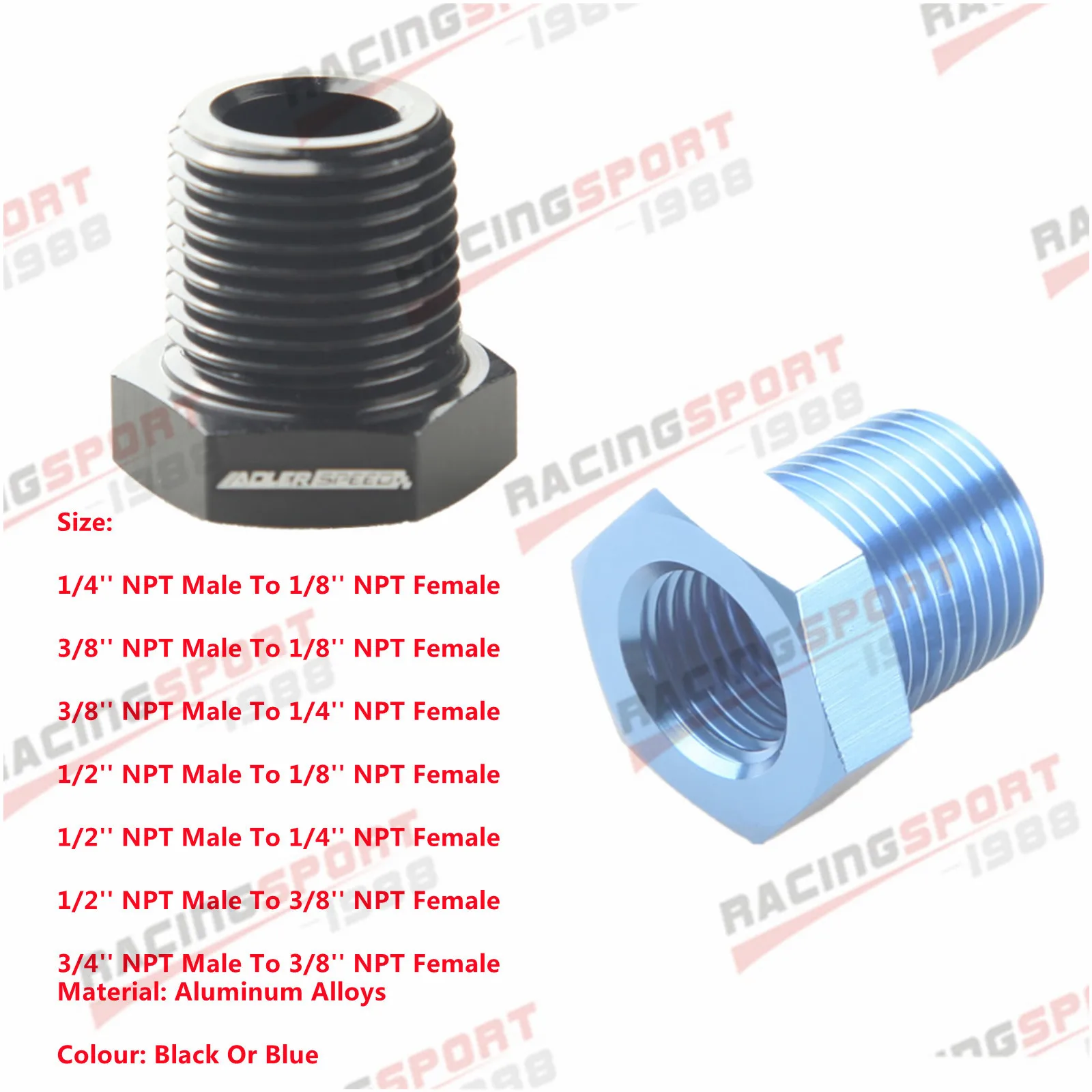 

Стандартная деталь 1/4 дюйма 3/8 дюйма 1/2 дюйма 3/4 дюйма NPT к NPT, алюминиевая, черная/синяя