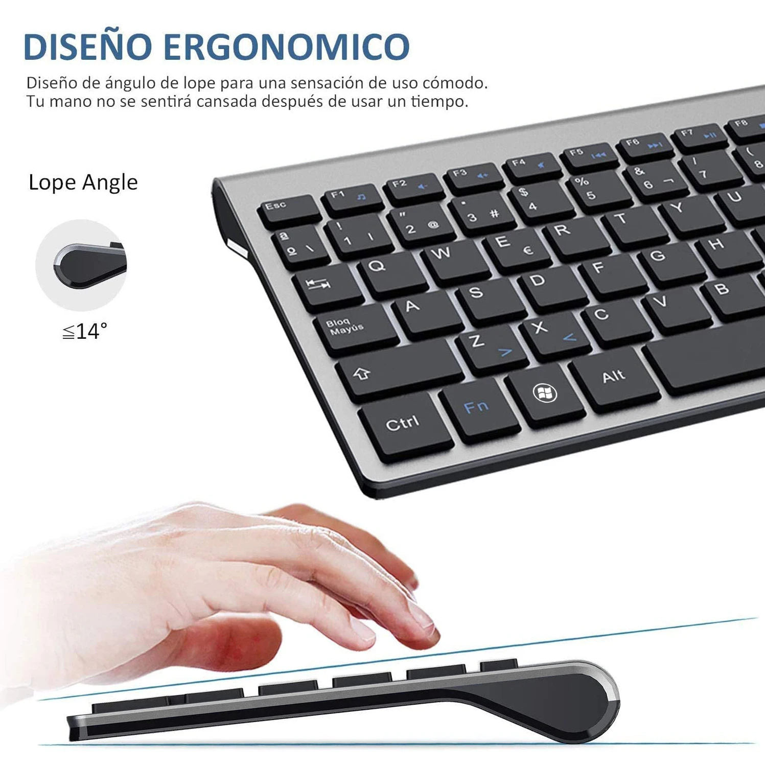 Imagem -04 - Ultra Slim Combo de Teclado e Mouse sem Fio Tecla Tesoura Silenciosa Definida para pc Laptop tv Box Layout Espanhol 2.4g