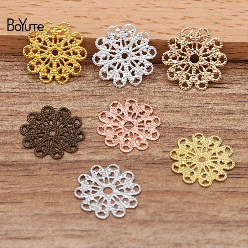 BoYuTe-Lot de 100 pièces de fleurs en laiton, 17mm, matériaux filiformes 123, composants de bijouterie faits à la main