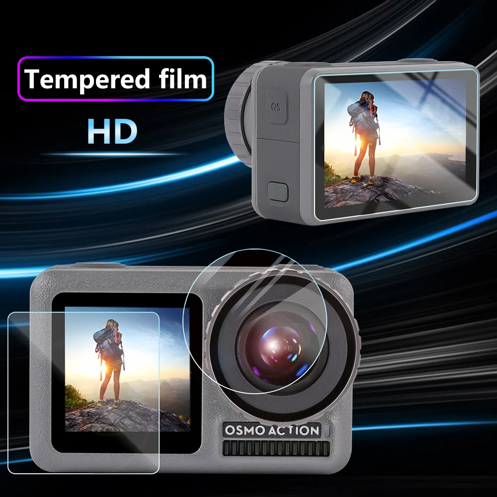 In stock Tempered Glass Screen Protector Scratch-resistant Protective Film Camera Accessories for DJI Osmo Action Sport Camera