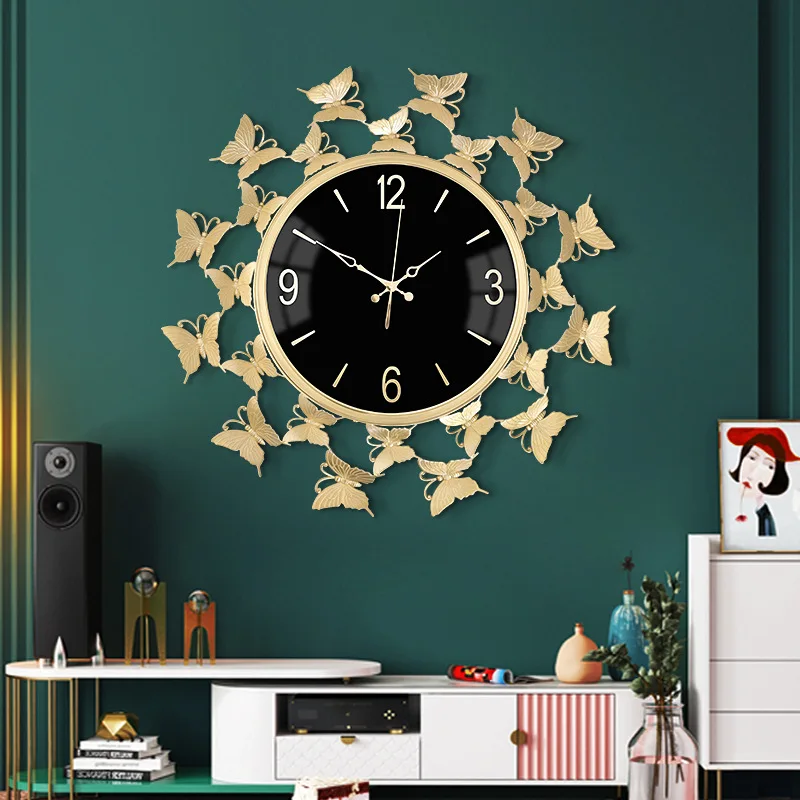 European style pure copper wall clock, living room clock, creative home fashion villa decoration, light luxury table wall clock