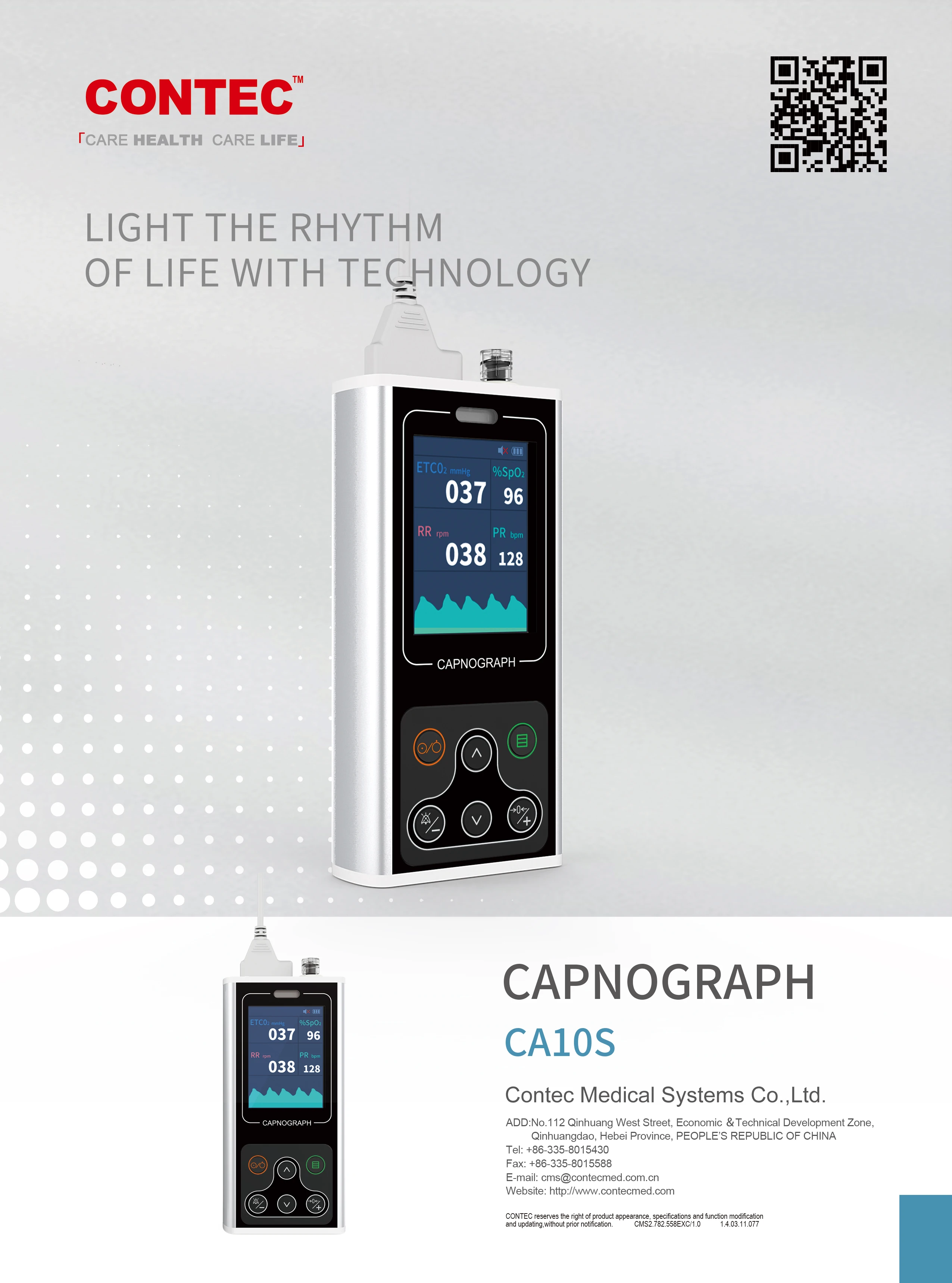 

CONTEC LCD Display CAPNOGRAPH CA10S Easy Operate Pressure Compensation Respiratory Waveform