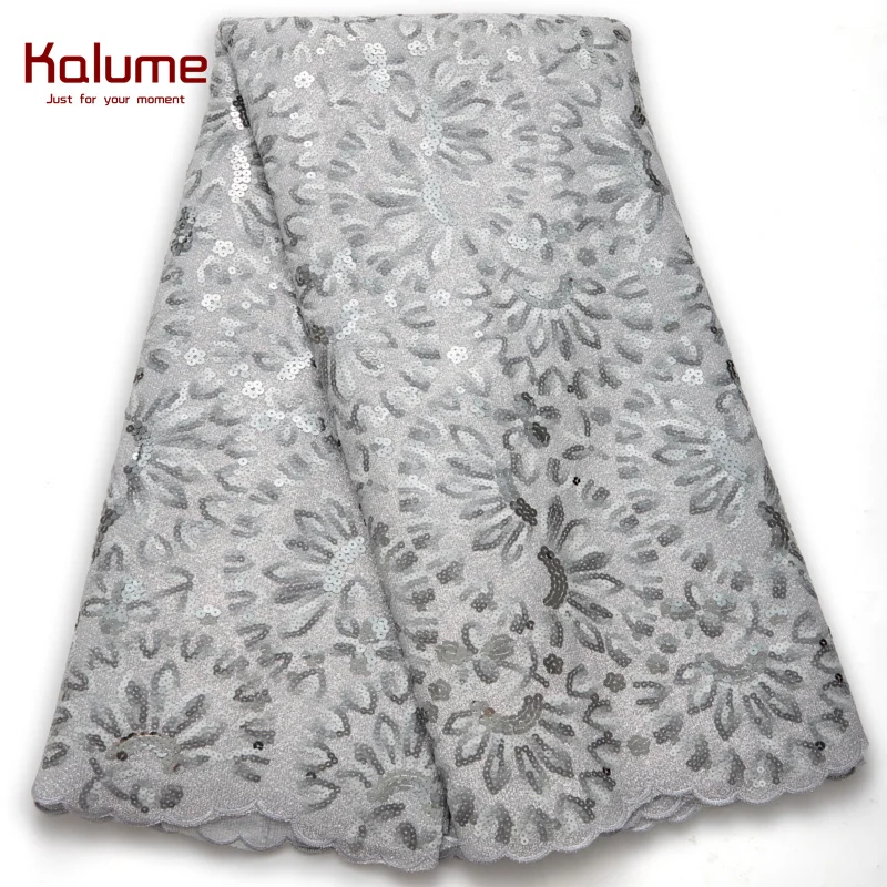 Kalume African Velvet Lace Fabric Sequins 2021 High Quality Nigerian Velvet Lace Fabric Sequins For Diy Party Dress Sew H2628