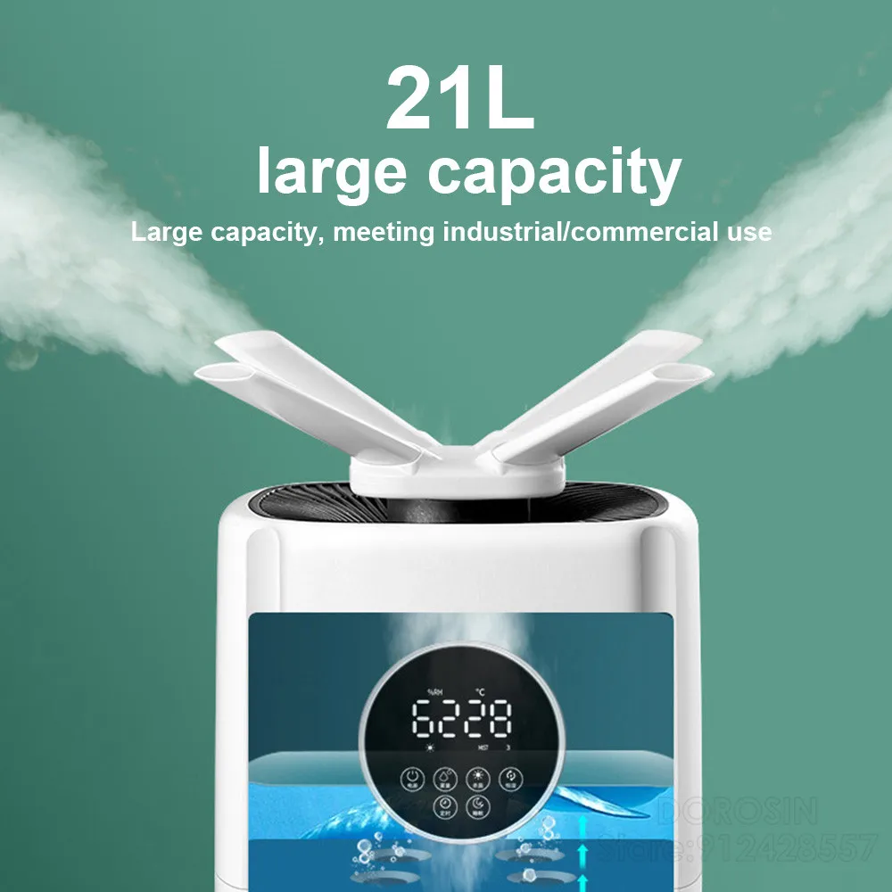 21L ขนาดใหญ่ความจุ Air Humidifier Diffuser Commercial สมาร์ทความชื้นควบคุมรีโมทคอนโทรล Mist Sprayer 110V-220V