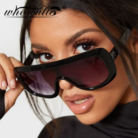 WHO CUTIE 2025 Oversized Sunglasses Women Brand Designer Shield Big Frame Flat Top Gradient Lens Sun Glasses Shades Lady OM87B