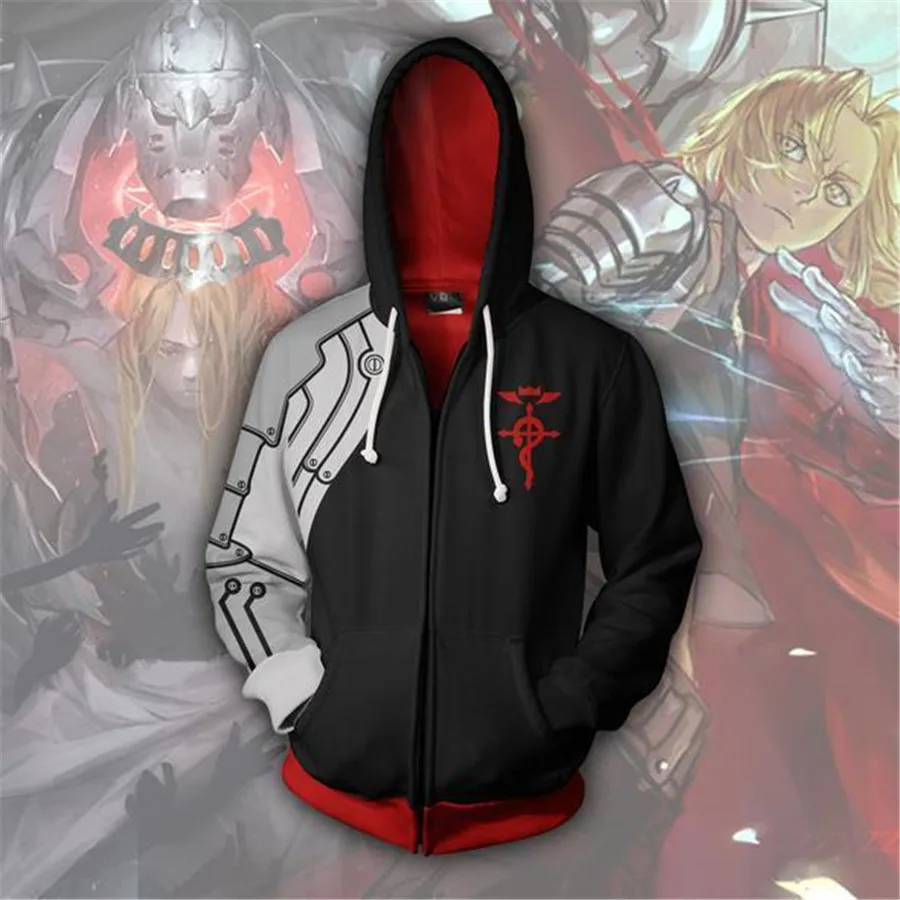 Fullmetal Alchemist Edward Elric's Autumn Zipper Jacket Hoodie