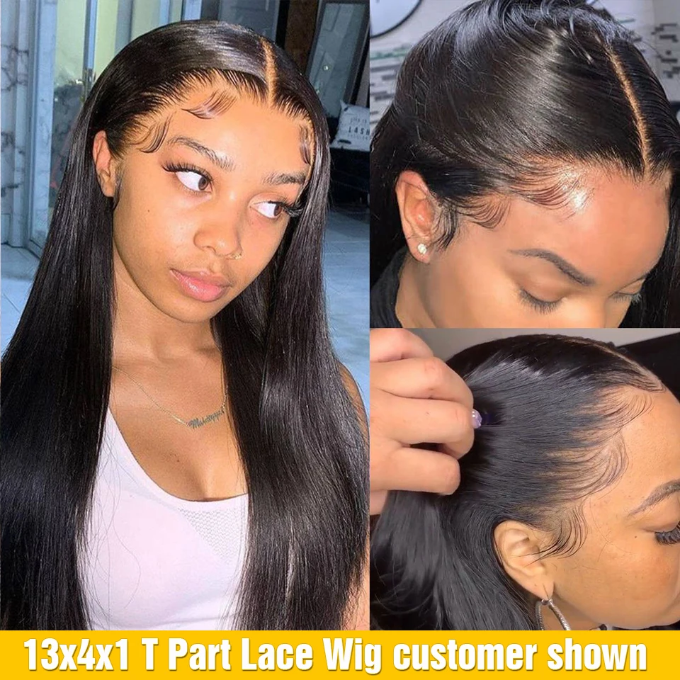 Straight 30 Inch Lace Front Wig Brazilian Bone Straight Human Hair Wig Pre Plucked Lace Frontal Wig 4X4 Closue Wigs For Women