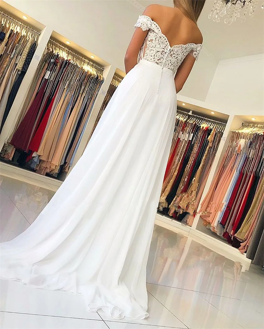 NUOXIFANG Một Dòng Mùa Hè Voan Áo Váy Ren Lệch Vai Đơn Giản Đi Biển Cô Dâu Đồ Bầu Đầm Vestido De Noiva Bao Phủ Nút