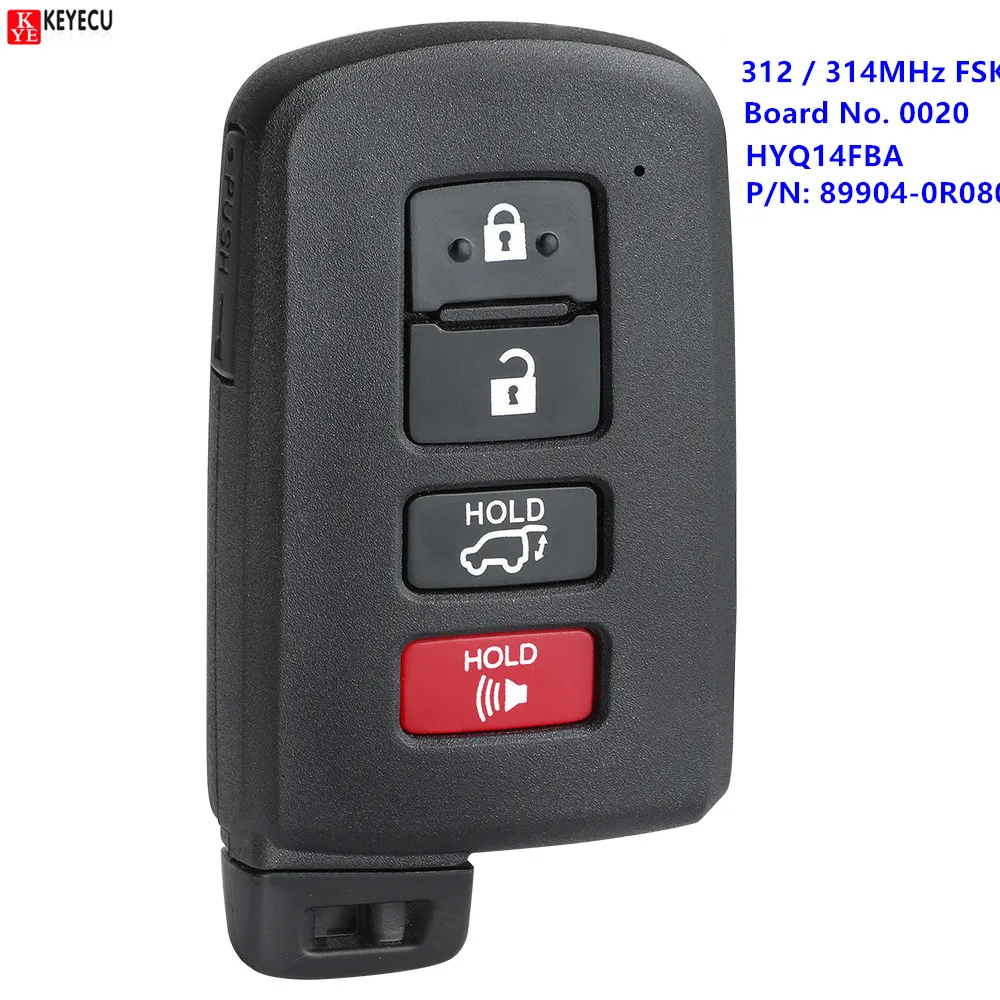 HYQ14FBA Keyless Smart Remote Car Key Fob 312 / 314MHz P1=88 For Toyota RAV4 RAV 4 2013 2014 2015 2016 2017 2018 89904-0R080