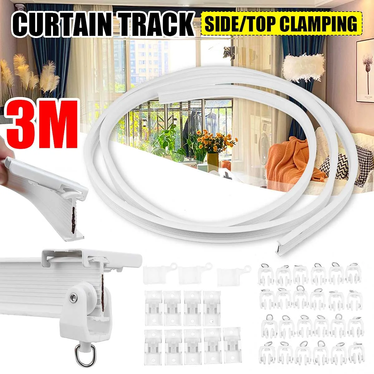 2M/3M/5M/6M Flexible Ceiling Curtain Track Bendable Window Rod Rail Straight Curve Curtain Decorative Accessories Home Decor