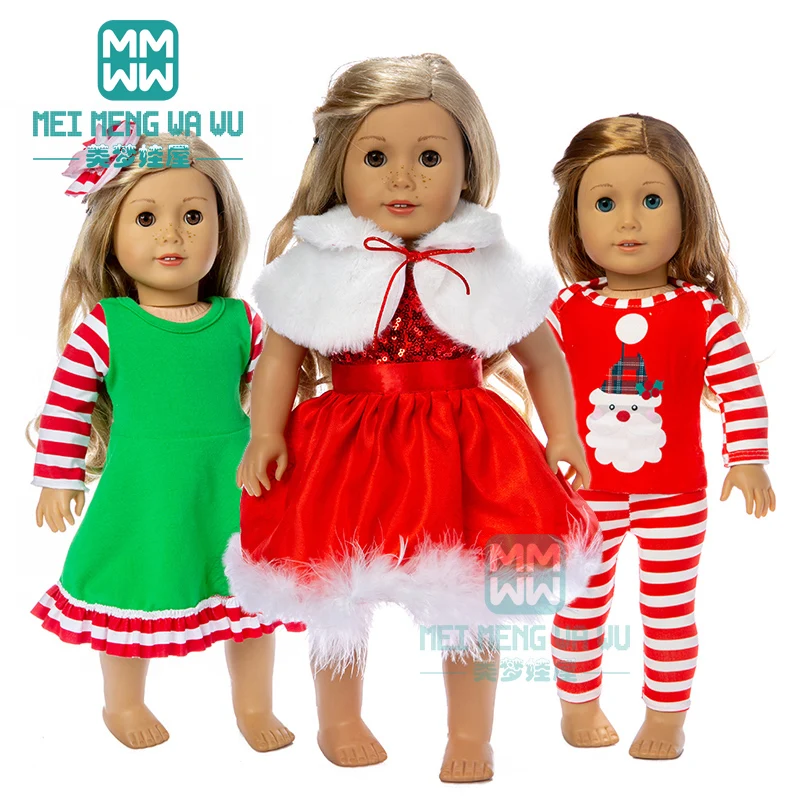 Doll clothes for 43cm new born doll accessories high quality super soft red baby christmas crawling clothes + hat