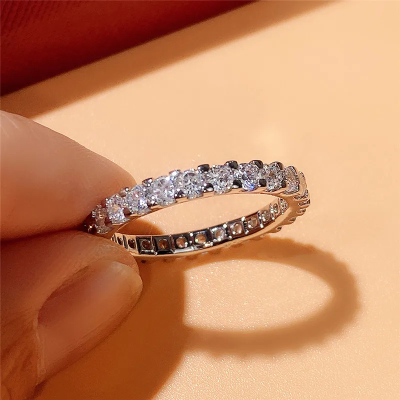 Huitan Fashion Contracted Women\'s Ring Thin Full Paved Round CZ Versatile Girls Accessories Daily Wear Party Statement Jewelry