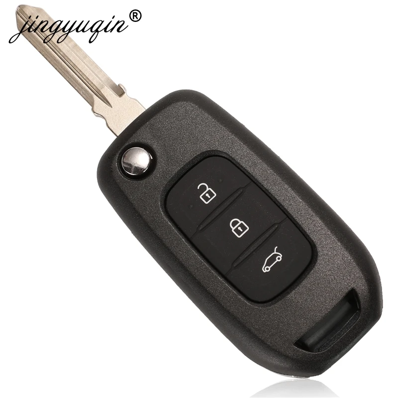 jingyuqing Car Flip Key Case For Renault Kadjar Captur Symbol Kaptur Megane Logan 2013- 2018 3BTN Key Remote Fob Shell Housing