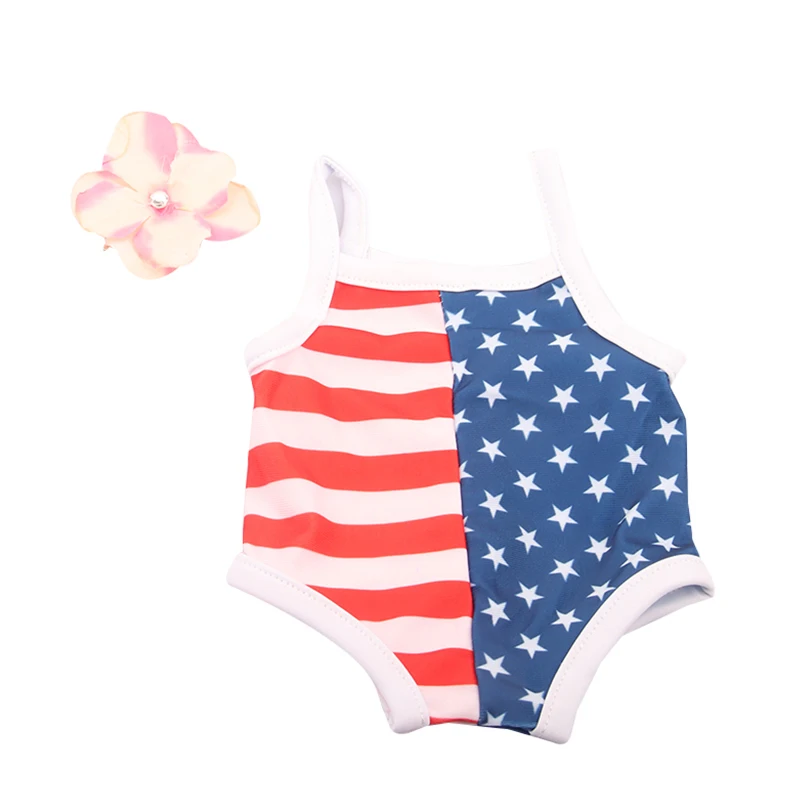 New Solid costume da bagno Doll Bikini + occhiali da sole costume da bagno sandali da spiaggia nuoto Fit Reborn Baby 43cm ragazze 18 pollici bambole americane