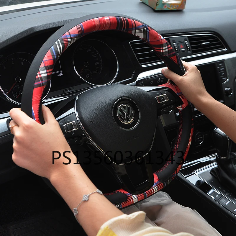 For Volkswagen steering wheel cover Lamando Bora jetta Tiguan Atlas Golf 7 Scottish leather grip