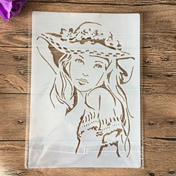 A4  DIY Stencils Wall Painting Scrapbook Coloring Embossing Album Decorative Paper Card Template,wall letter cake Girl beauty