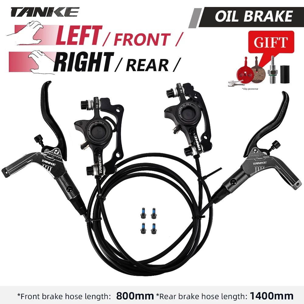 TANKE MTB Fiets Hydraulische Schijfrem Set 160mm Rotors Olie Remklauw Plaat Voor Achter Mountainbike Klem 22.2mm handvat EEN Pijler