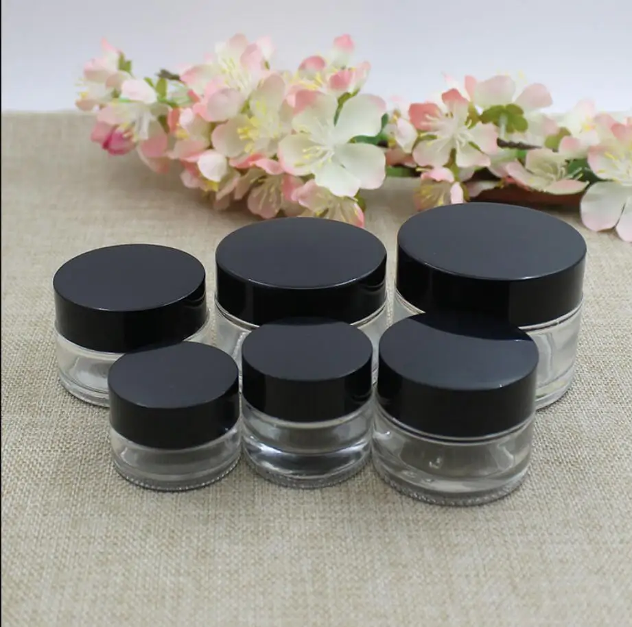 

20G transparent glass bottle/ jar for cream/gel/essence/moisturizer/serum/mask cream art nail packing aluminum/plastic lid